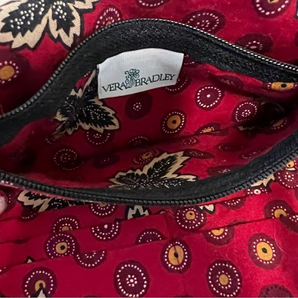 Vintage VERA BRADLEY Red Coin 1999Wallet on a String Black Yellow Velcro Leaves - Picture 13 of 14